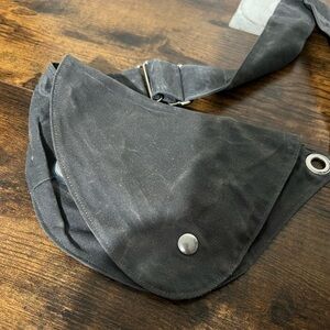 Black Canvas Crossbody Sling Bag - Minimal Men's Shoulder Bag